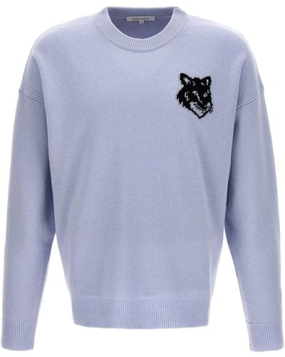 Maison Kitsuné Fox Head Sweater, Cardigans - Blue