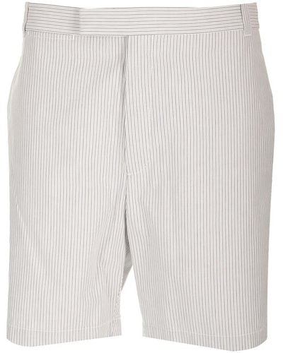Thom Browne Striped Cotton Bermuda Shorts - White