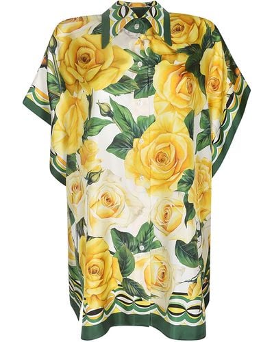 Dolce & Gabbana Floral Oversized Shirt - Yellow