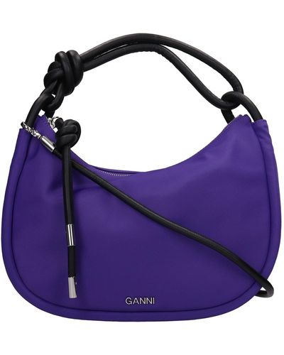 Ganni Knott Hand Bag In Viola Polyamide - Purple