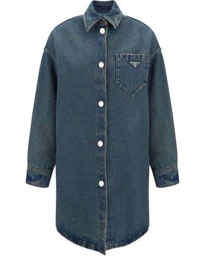 Prada Long-Sleeved Button-Up Shirt - Blue