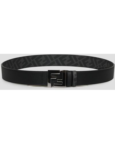 Fendi Leather Reversible Belt - Black