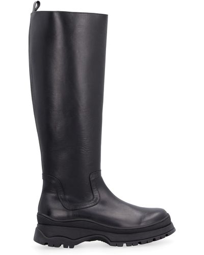 STAUD Bow Leather Boots - Black