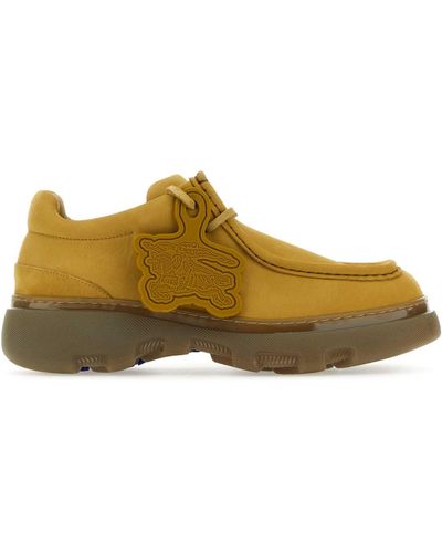 Burberry Mustard Nubuk Creeper Lace-Up Shoes - Multicolor