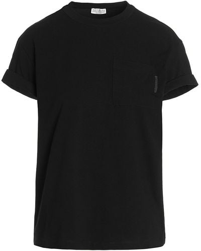 Brunello Cucinelli Chest Pockt Crewneck T-shirt Black