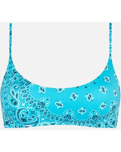 Mc2 Saint Barth Bralette Swimsuit With Light Bandanna Print - Blue