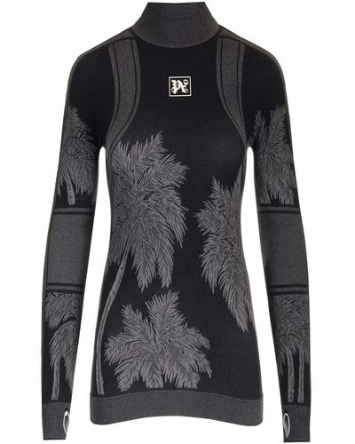 Palm Angels Technical Shirt With Print - Black