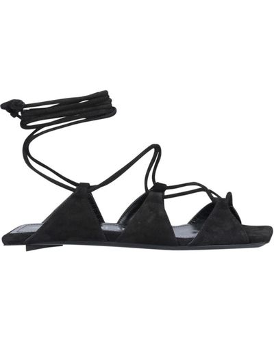 The Attico Crossed Sandals - Black