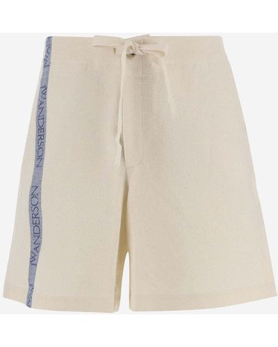 JW Anderson Linen Blend Logo Short Trousers - Natural