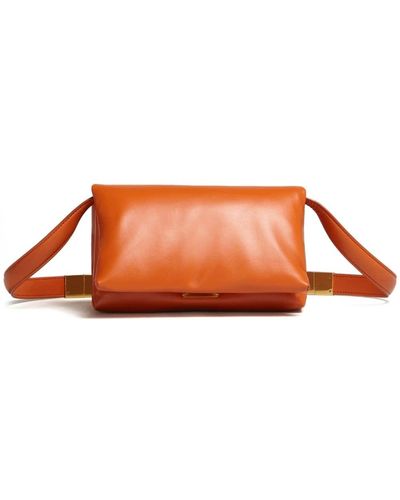 Marni Small Prisma Leather Shoulder Bag - Orange