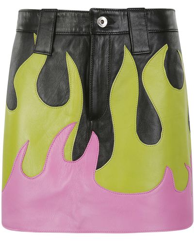 Marques'Almeida Flames Leather Mini Skirt - Multicolour