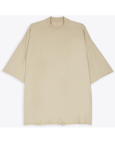 Rick Owens Tommy T Sand Color Cotton Oversized T-Shirt With Raw-Cut Hems - Natural