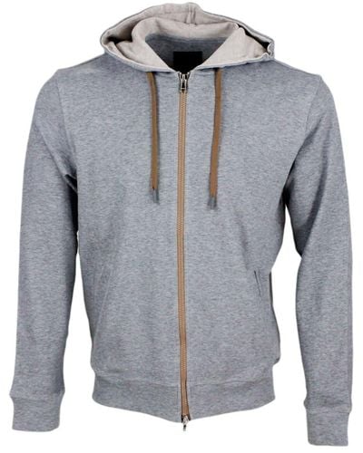 Barba Napoli Light Sweatshirt In Stretch Cotton With Hood - Grey