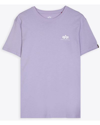 Alpha Studio Basic T Small Logo Lilac Cotton T-Shirt With Chest Logo - Purple