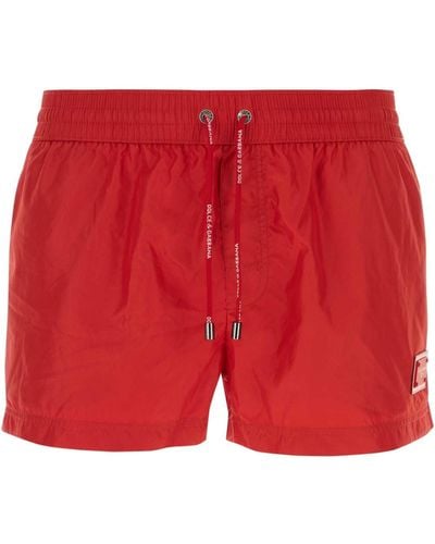 Dolce & Gabbana Polyester Swimming Shorts - Red