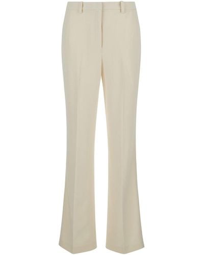 Theory Ivory Sartorial Trousers With Stretch Pleat - Natural