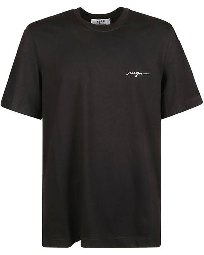 MSGM Logo Round Neck T-Shirt - Black