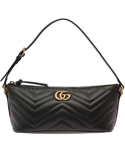 Gucci GG Marmont Leather Shoulder Bag - Black