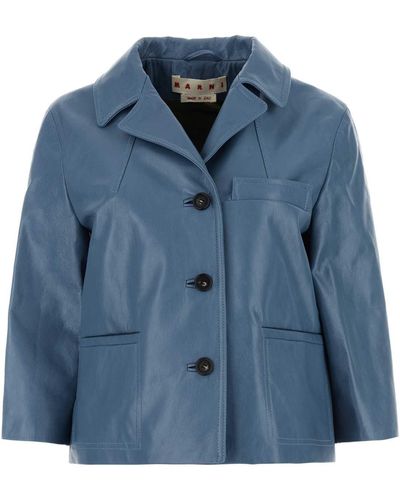 Marni Leather Jackets - Blue