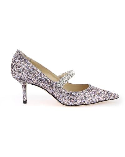 Jimmy Choo Bing 65 Pumps With Glitter And Crystals - White