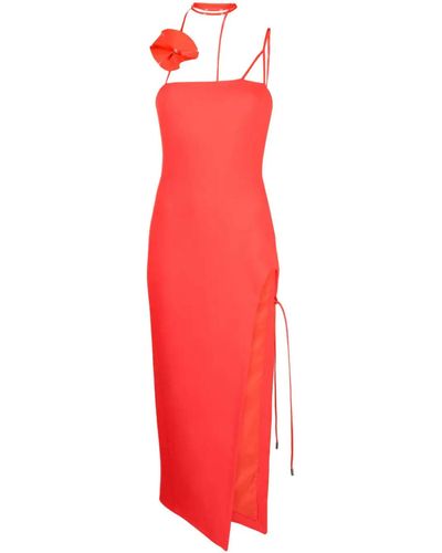 David Koma Midi Dress With Appliqué - Red