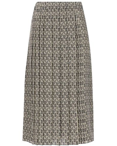 Fendi Printed Crepe Skirt - Gray