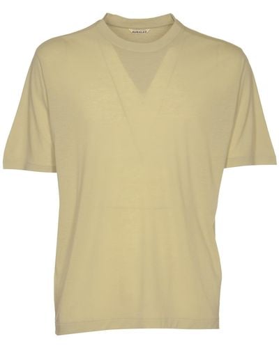 AURALEE Super Soft Wool Jersey T-Shirt - Yellow