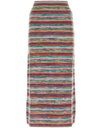 Chloé Embroidered Wool Blend Skirt - Multicolour