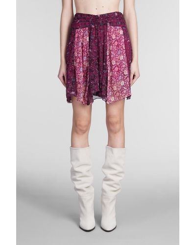 Isabel Marant Oda Skirt In Fuxia Silk - Pink