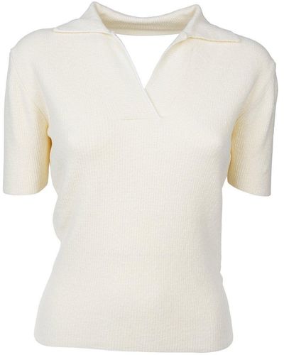 Jacquemus Spread-collar Knitted Top - White
