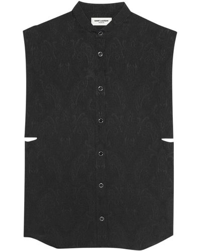 Saint Laurent Paisley Print Sleeveless Shirt - Black