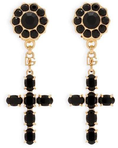 Dolce & Gabbana Cross Pendant Clip-on Earrings - Black