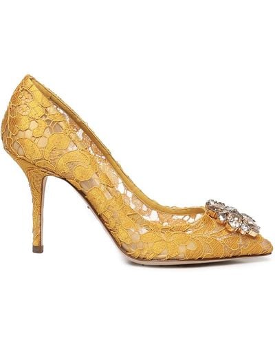 Dolce & Gabbana Bellucci Taormina Lace Court Shoes With Crystals - Metallic