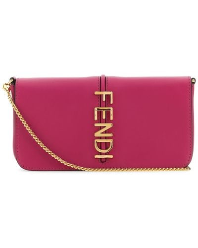 Fendi Fuchsia Leather Graphy Wallet - Pink
