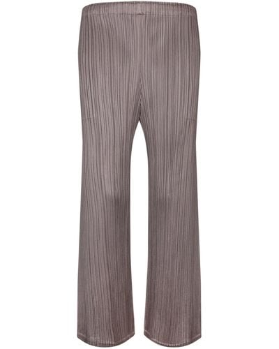 Issey Miyake Pleats Please Straight Khaki Trousers - Grey