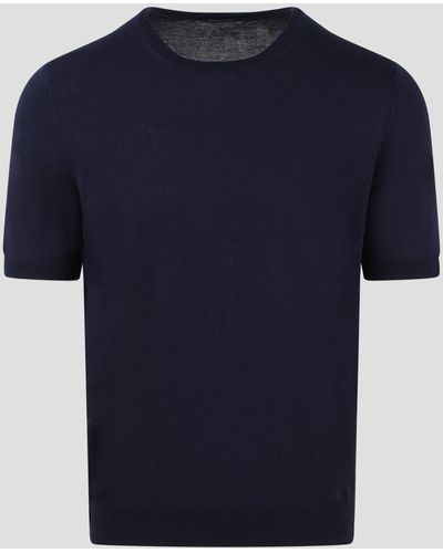 Tagliatore Cotton Knit T-Shirt - Blue