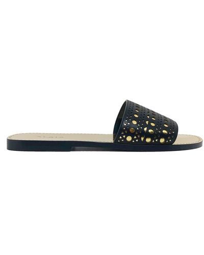 Alaïa Leather Slides - Black