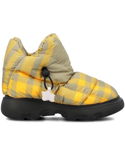 Burberry Check Pillow Padded Drawstring Snow Boots - Yellow