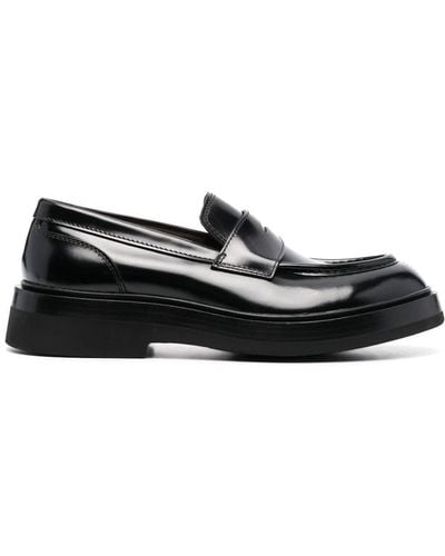 Santoni Patent-finish Leather Loafers - Black