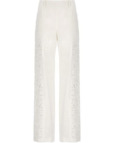 Alberta Ferretti Linen Trousers - White