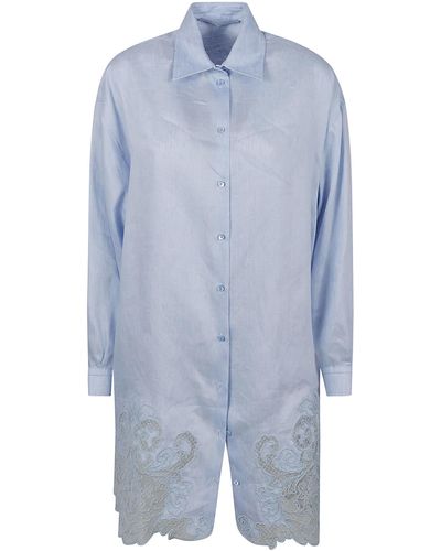 Ermanno Scervino Lace Paneled Oversize Long Shirt - Blue