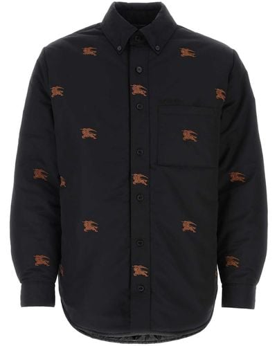 Burberry Embroidered Button-up Overshirt - Black