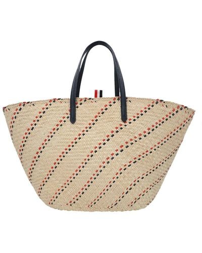 Thom Browne Rwb-Stripe Top Handle Bag - Natural