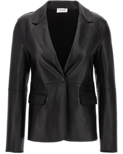 P.A.R.O.S.H. Leather Blazer Blazer And Suits - Black