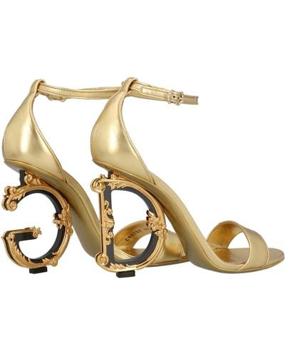 Dolce & Gabbana Baroque Heel Sandals - Metallic