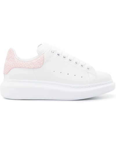 Alexander McQueen White Oversized Trainers With Powder Pink Python Spoiler