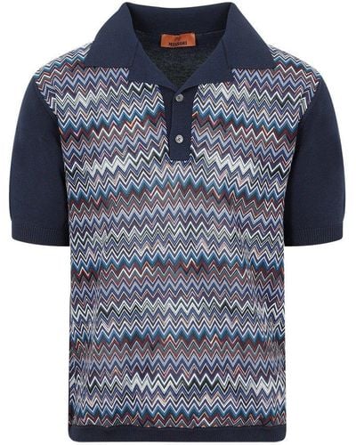 Missoni Zigzag Short-sleeved Polo Shirt - Blue