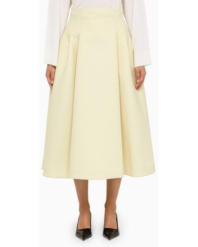 Bottega Veneta Camomile Wool Midi Skirt - Yellow