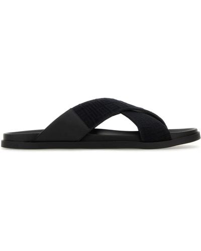 Givenchy Leather And Cotton Slippers - Black