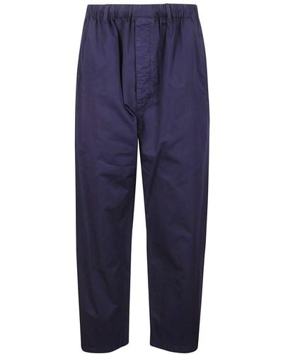 Lemaire Elasticated Waistband Cropped Leg Trousers - Blue